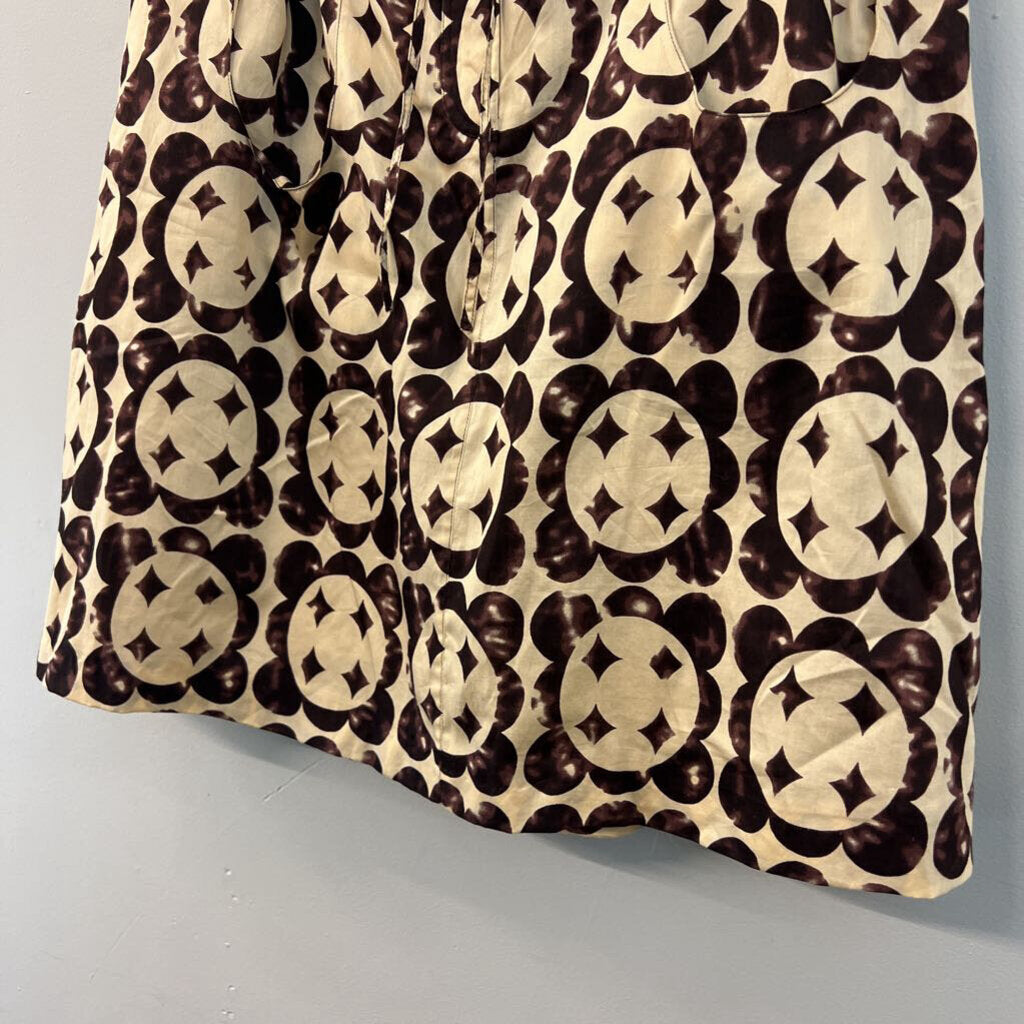 Yves Saint Laurent Brown/ Beige Print Midi Skirt Medium