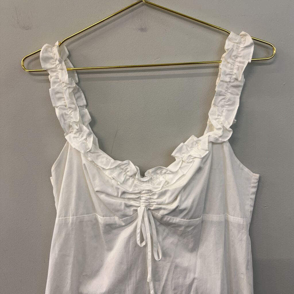 White Ruffle Strap Dress Medium