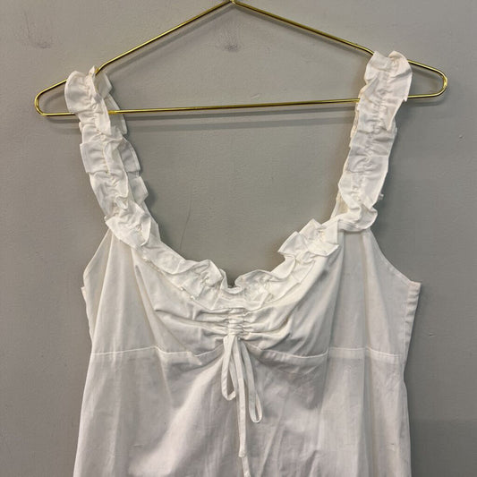 White Ruffle Strap Dress Medium