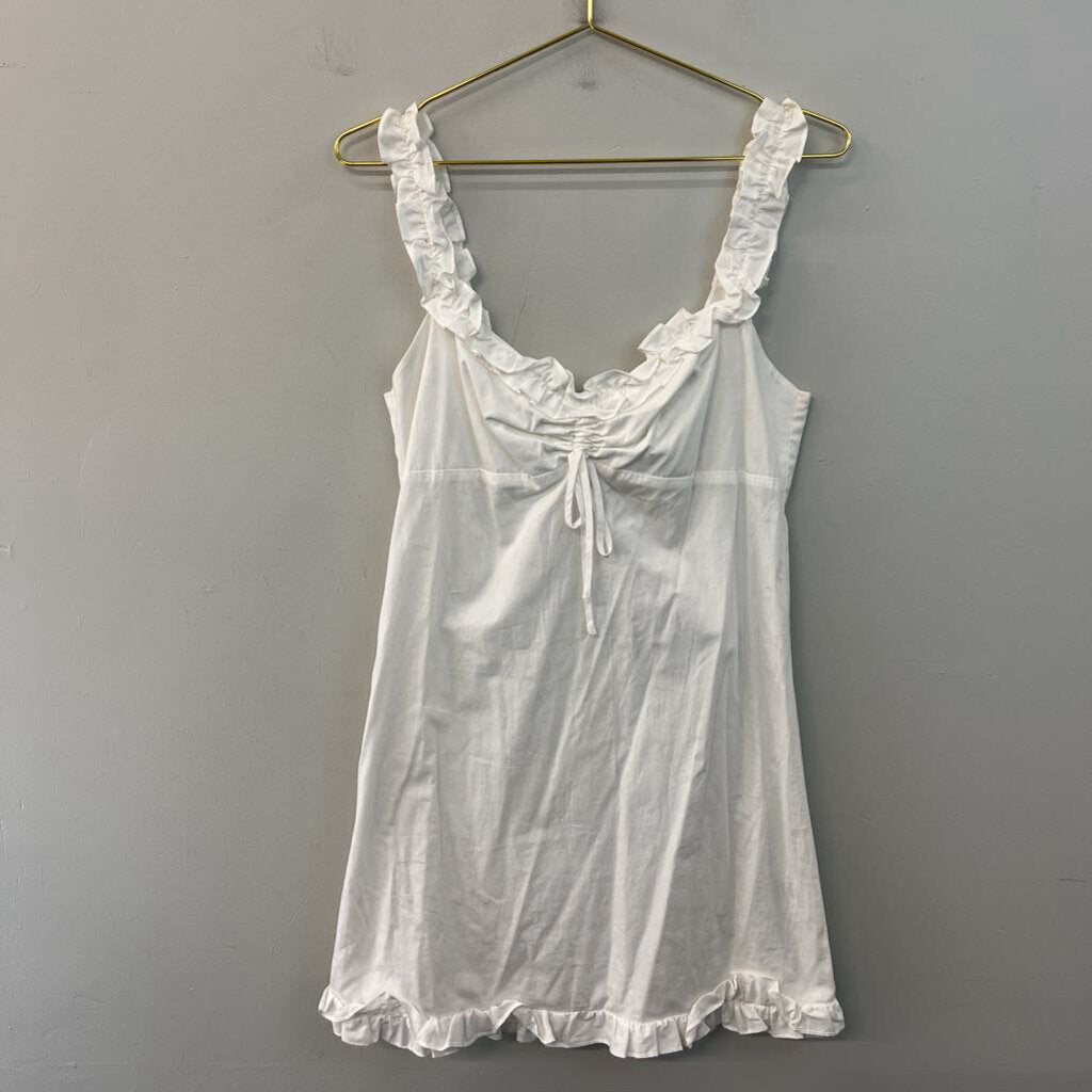 White Ruffle Strap Dress Medium