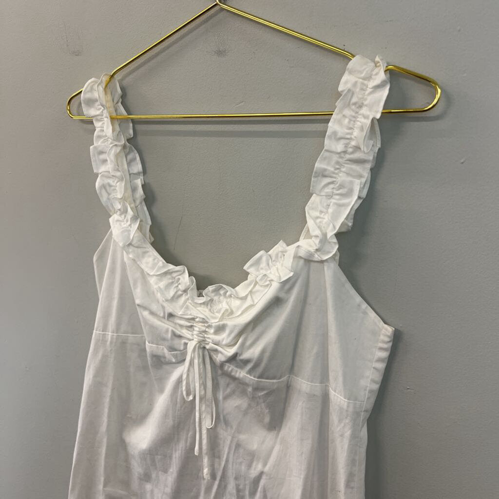 White Ruffle Strap Dress Medium
