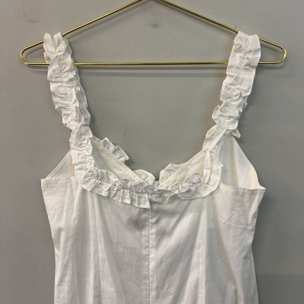 White Ruffle Strap Dress Medium