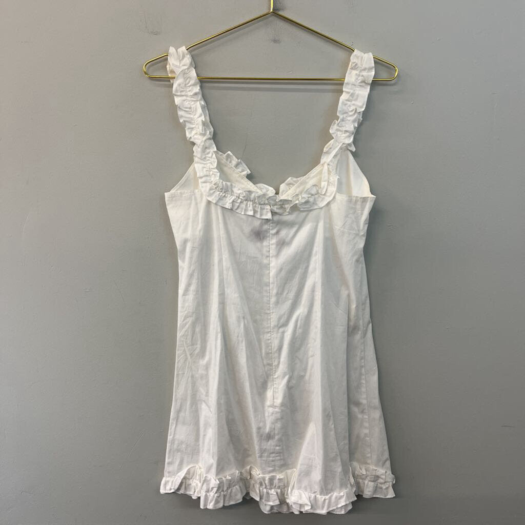 White Ruffle Strap Dress Medium