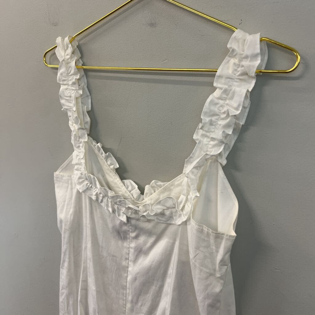 White Ruffle Strap Dress Medium