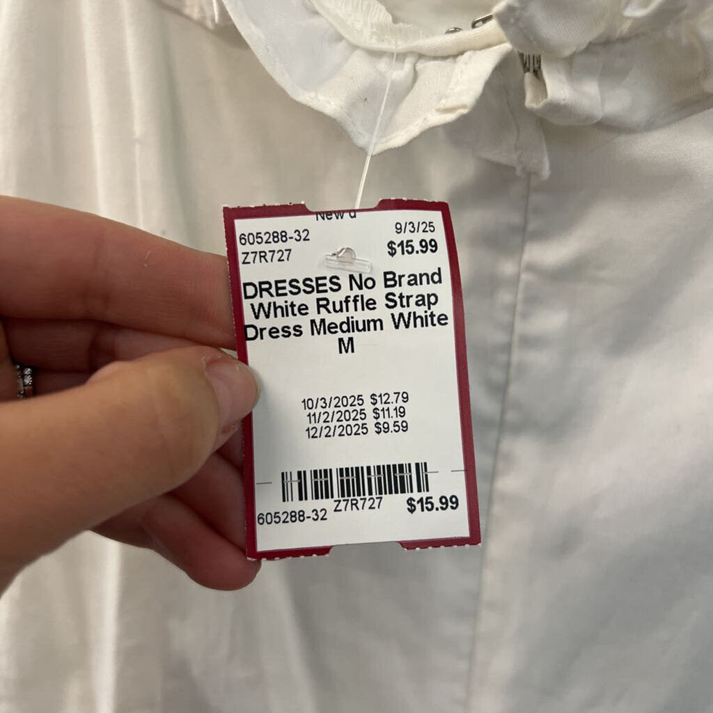 White Ruffle Strap Dress Medium