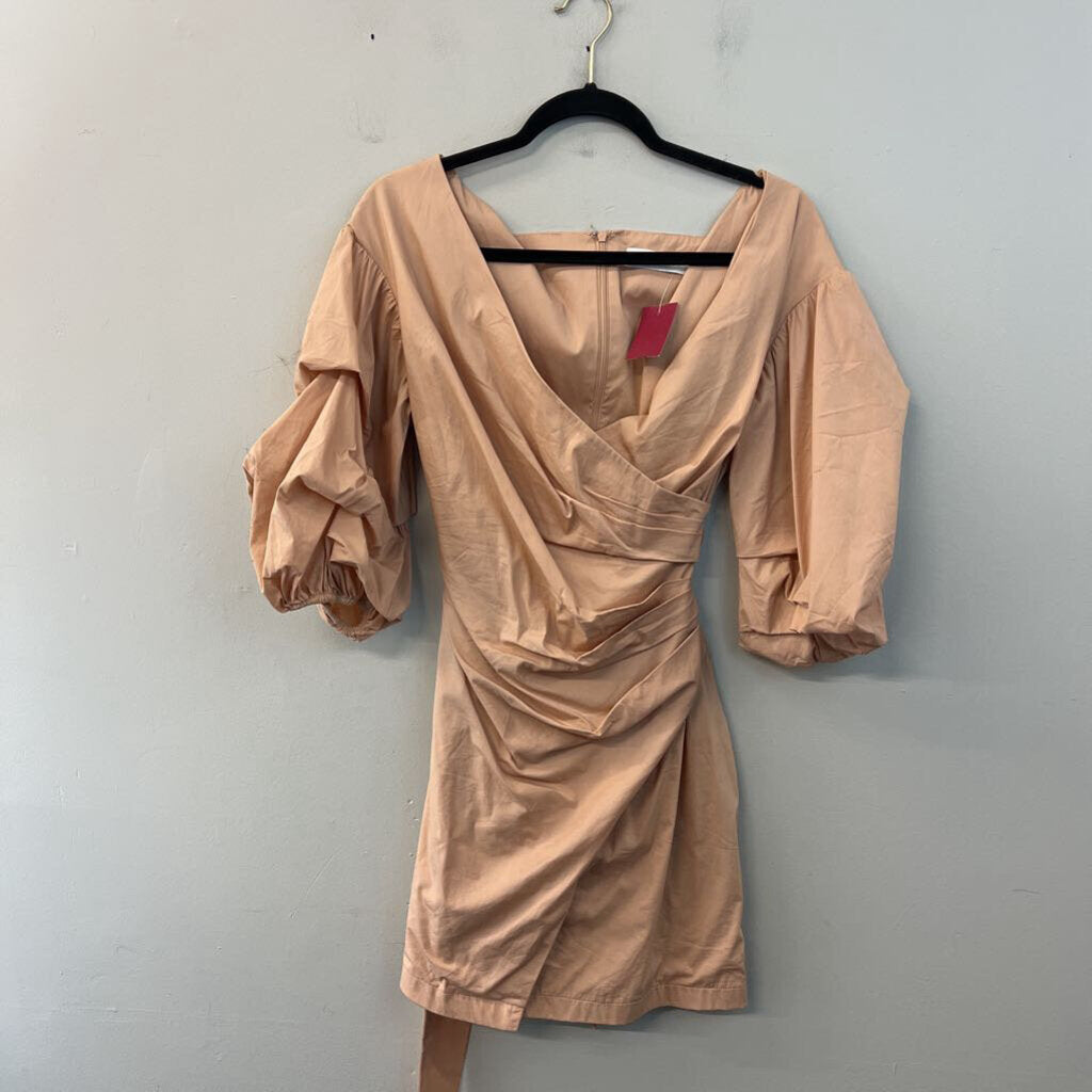 ASTR Light Brown Long Puff Sleeve Dress Medium