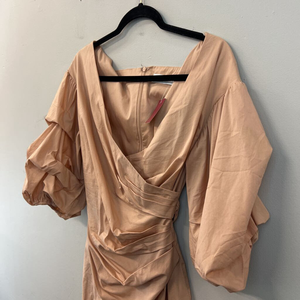 ASTR Light Brown Long Puff Sleeve Dress Medium