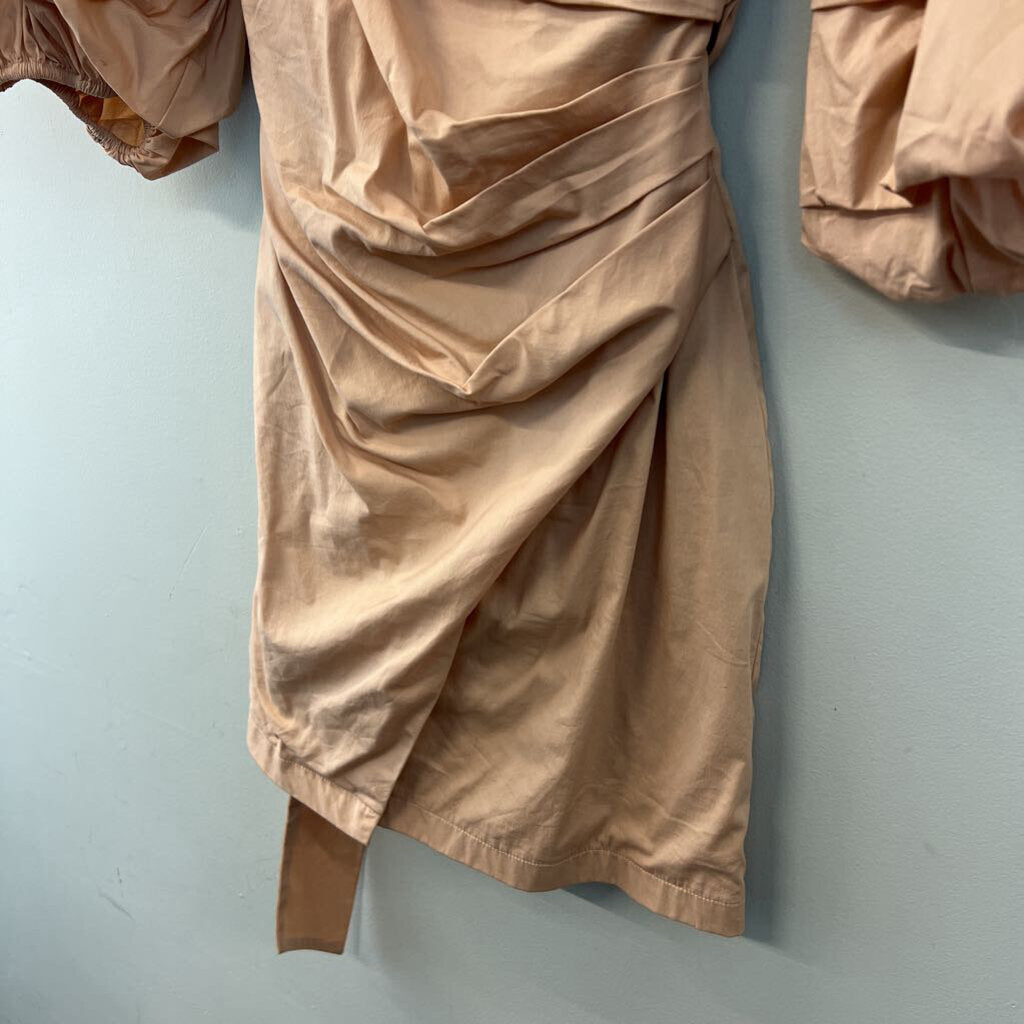 ASTR Light Brown Long Puff Sleeve Dress Medium