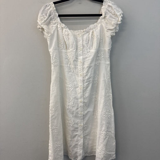 OPT Cream 3D Lace Short Puff Sleeve Dress Medium