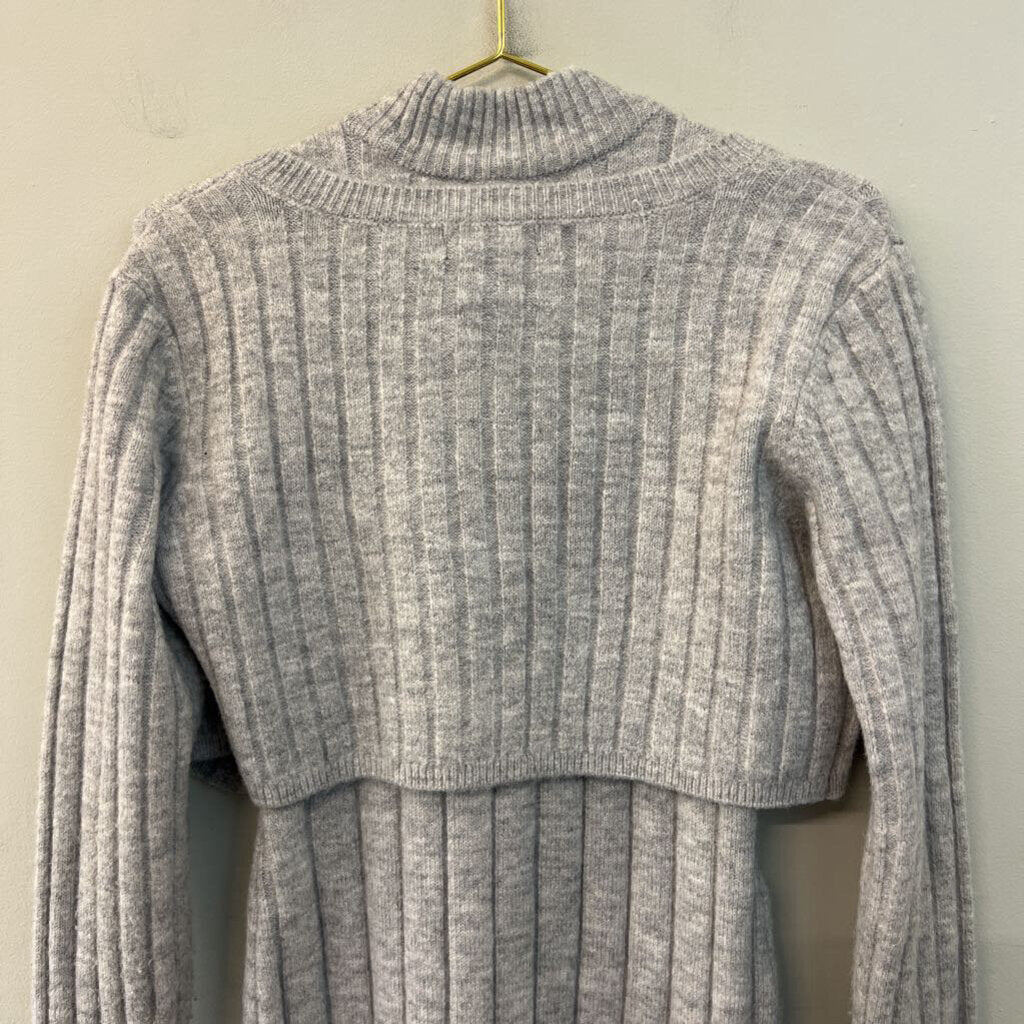 House of Harlow Grey Sweater Midi Dress/ Cardigan Set Small