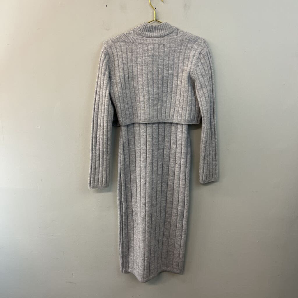 House of Harlow Grey Sweater Midi Dress/ Cardigan Set Small