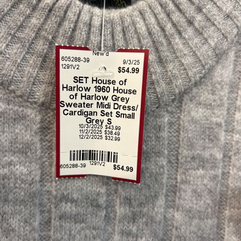 House of Harlow Grey Sweater Midi Dress/ Cardigan Set Small