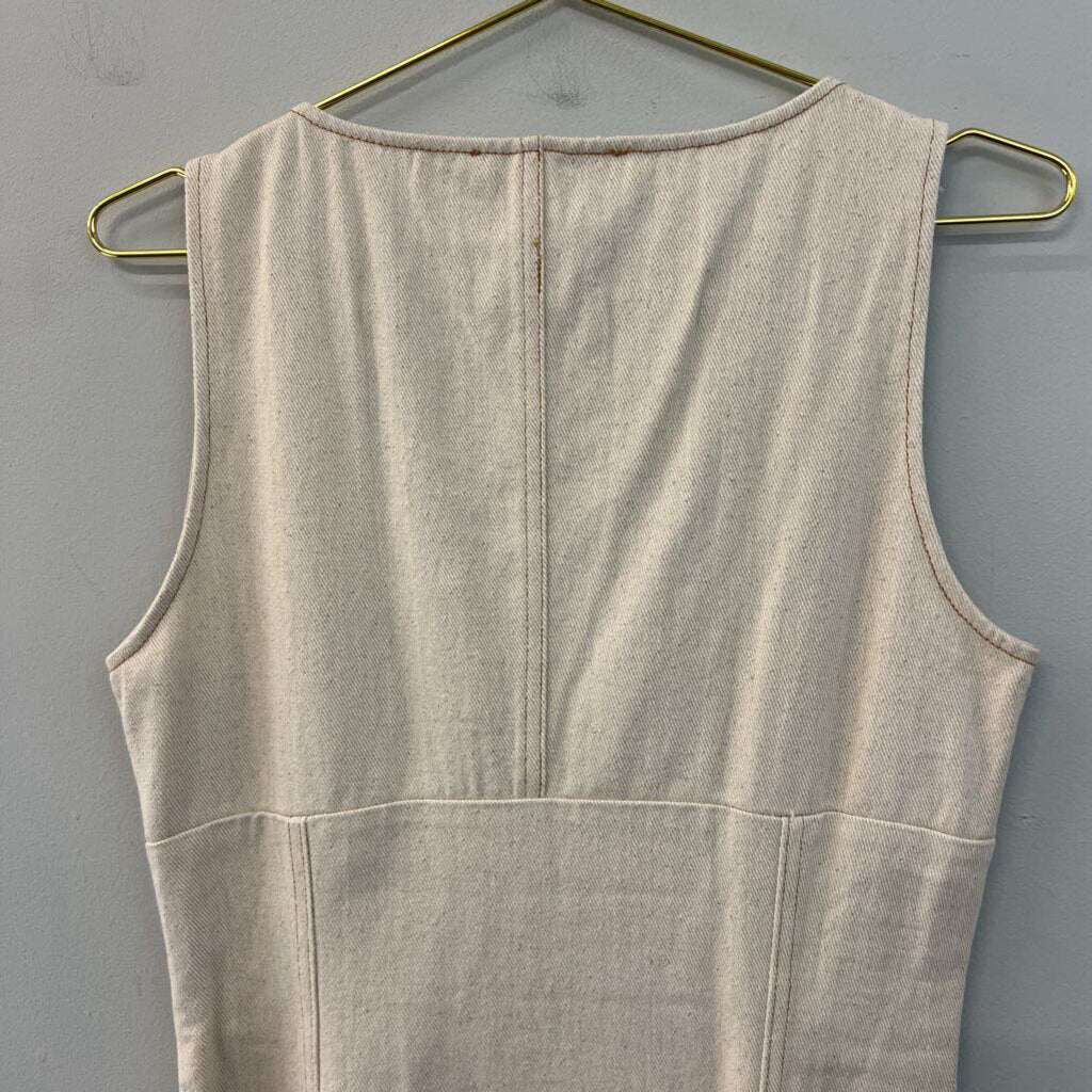 En Saison Beige Denim Sleeveless Dress Large