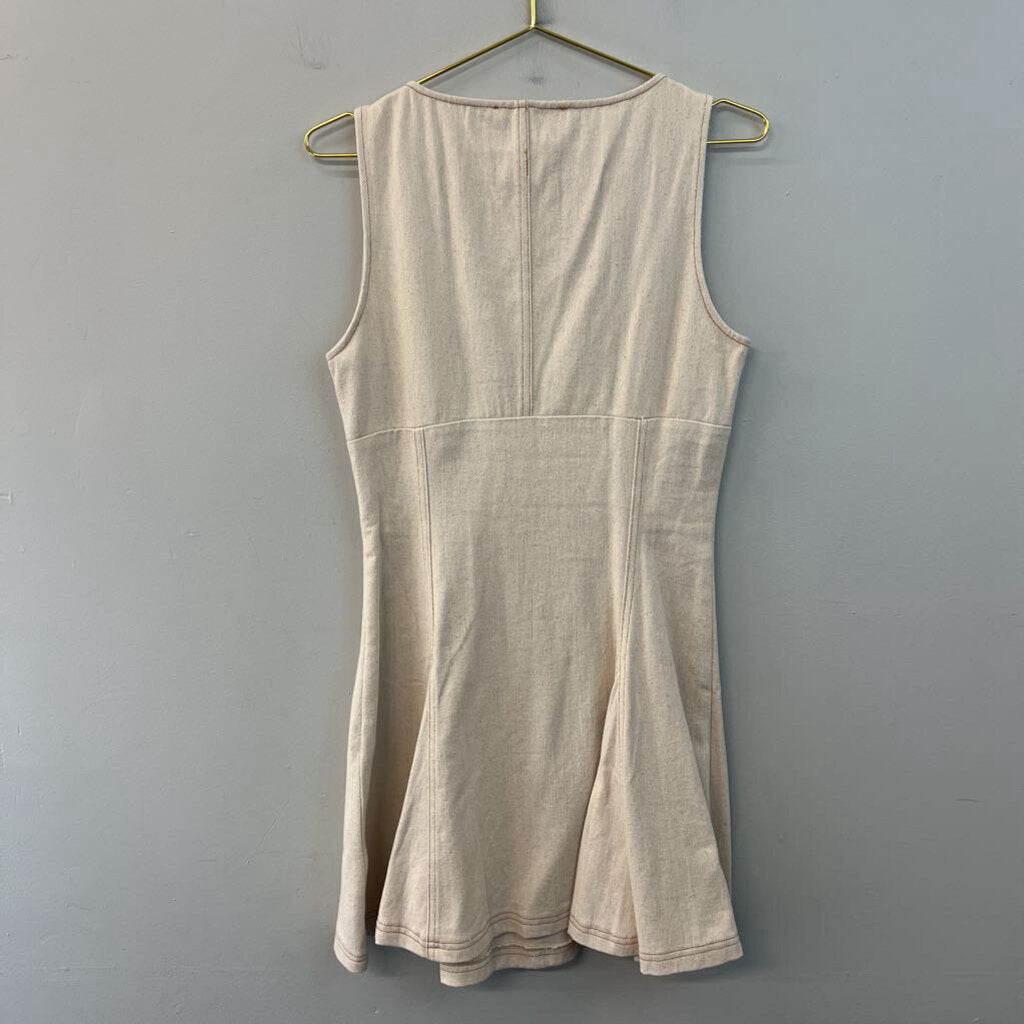 En Saison Beige Denim Sleeveless Dress Large