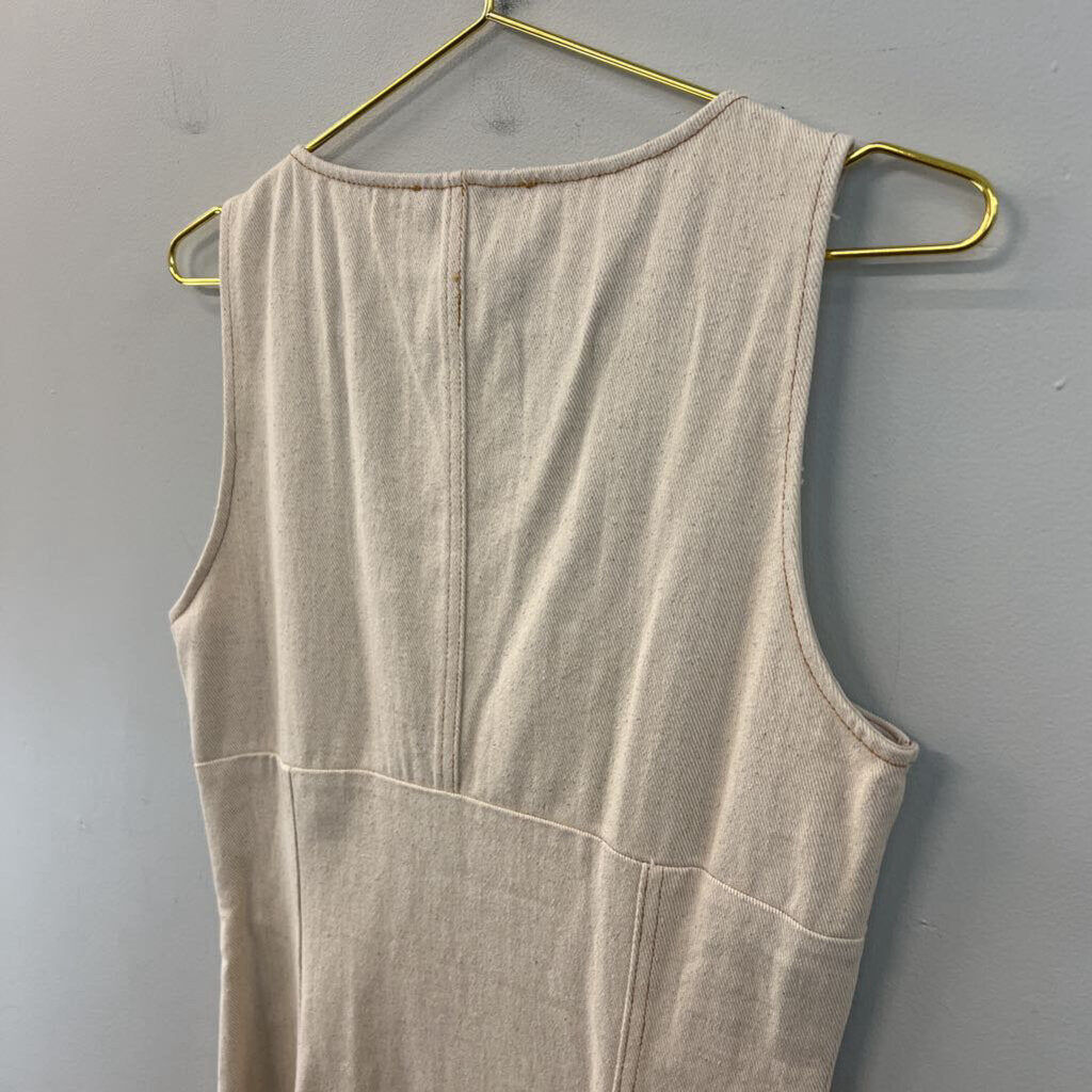 En Saison Beige Denim Sleeveless Dress Large