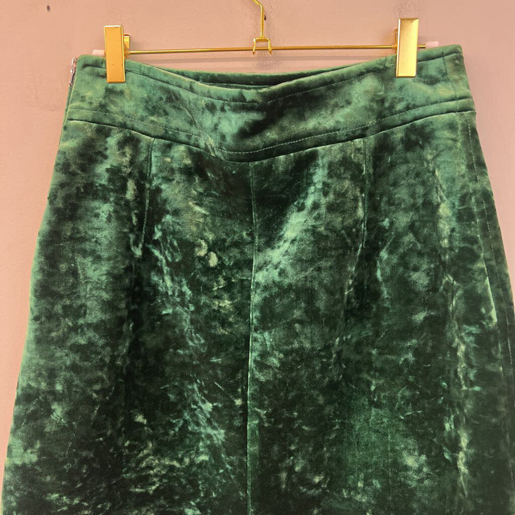 Sandro Green Crushed Velvet Skirt 3
