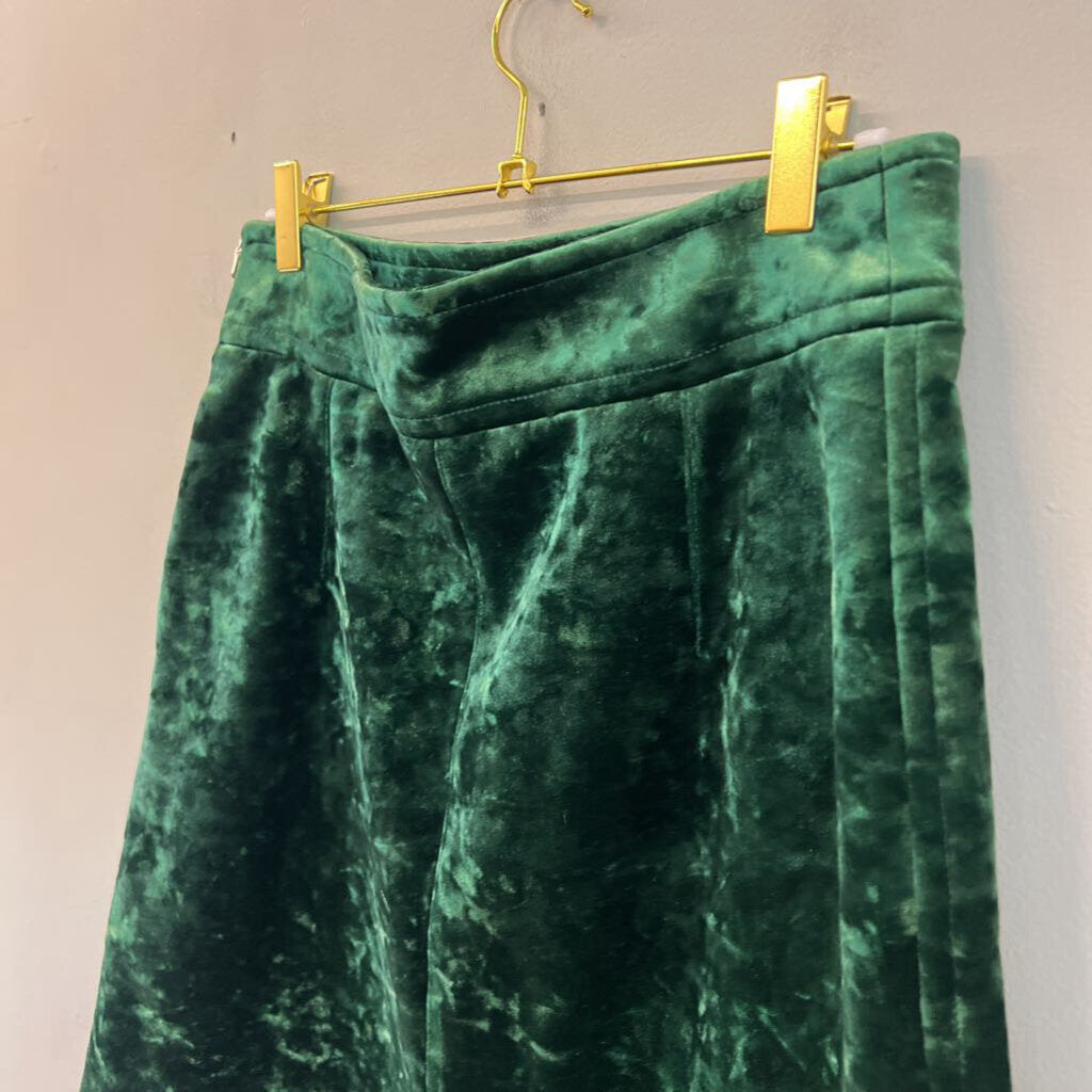 Sandro Green Crushed Velvet Skirt 3