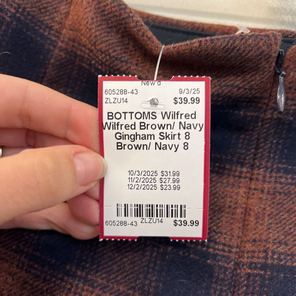 Wilfred Brown/ Navy Gingham Skirt 8