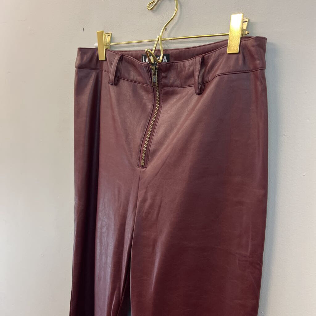 I.AM.GIA. Burgundy Faux Leather Wide Leg Pants Medium