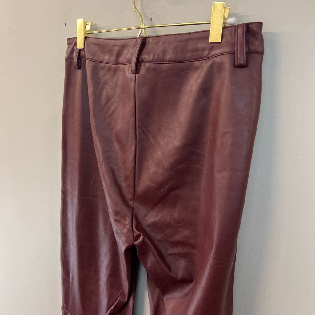 I.AM.GIA. Burgundy Faux Leather Wide Leg Pants Medium
