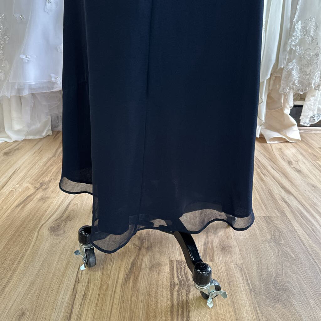 Jkara Navy Beaded Top Long Formal Dress 14