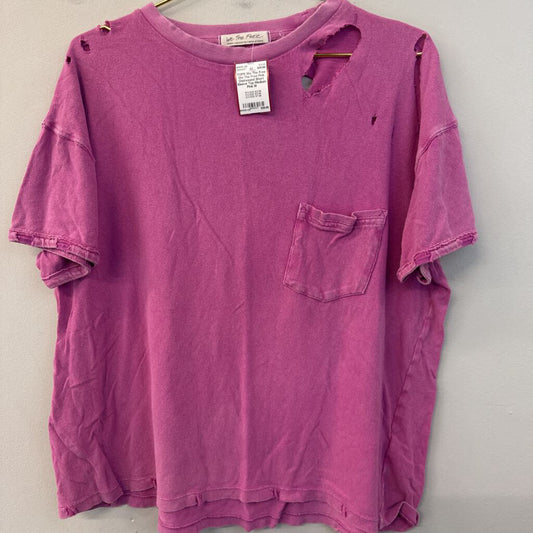 We The Free Pink Distressed Short Sleeve Top Medium