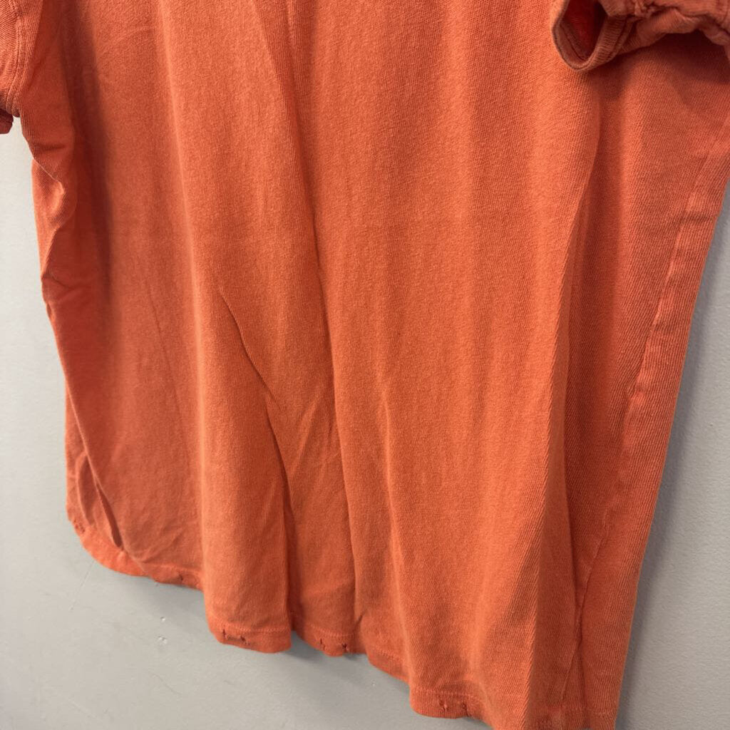 We The Free Orange Distressed Short Sleeve Top Medium