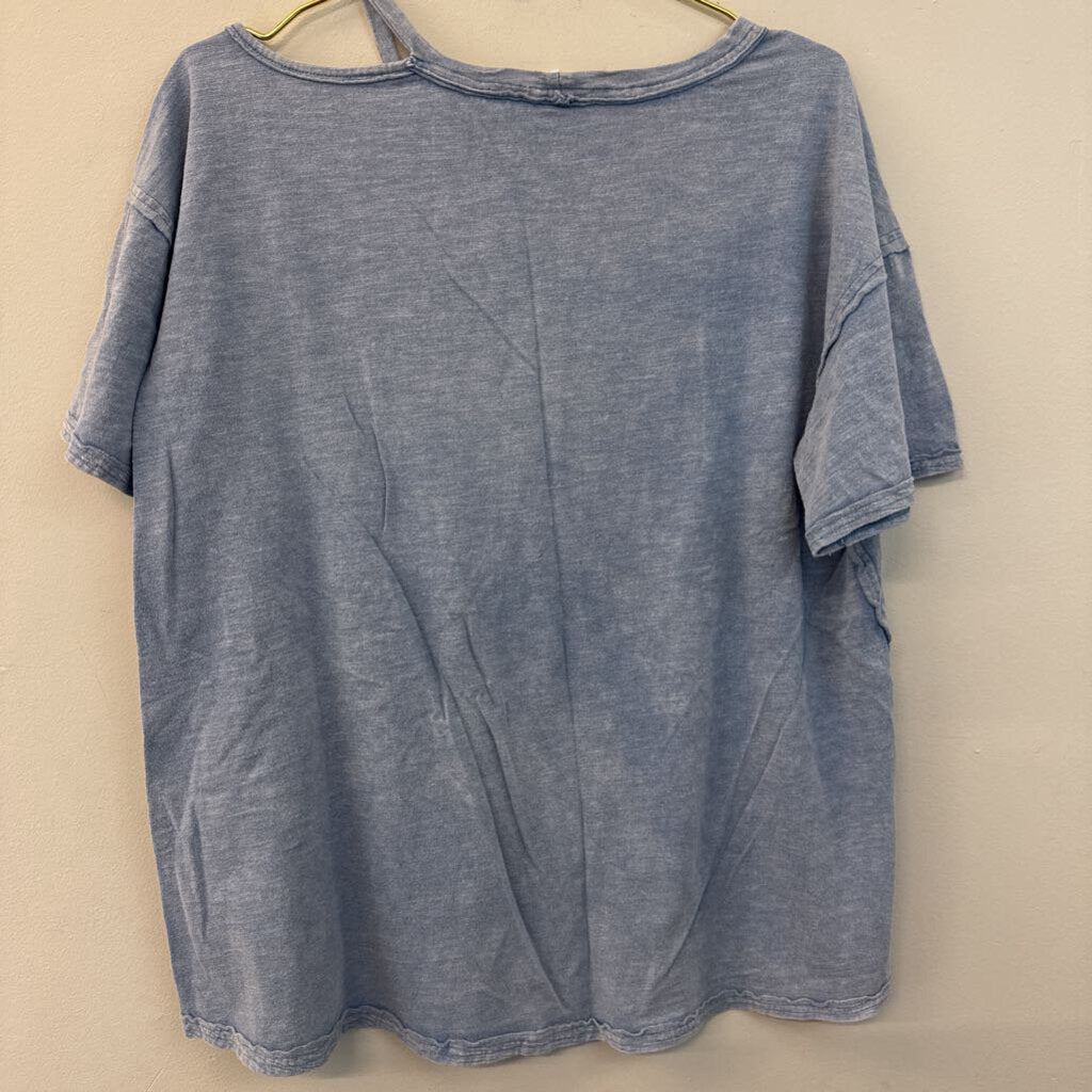 She and Sky Blue Short Sleeve Top Medium