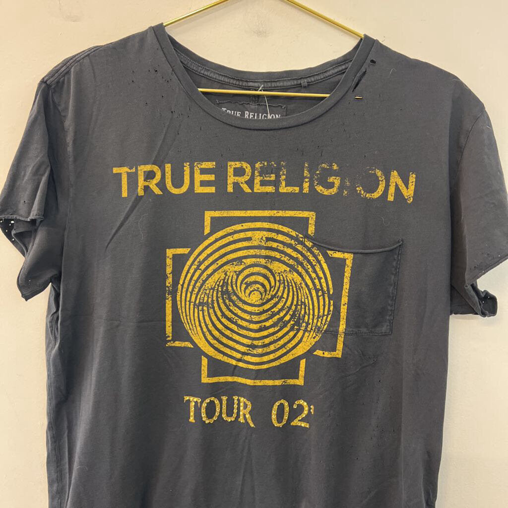 True Religion Black/ Yellow Short Sleeve Graphic Tee Large