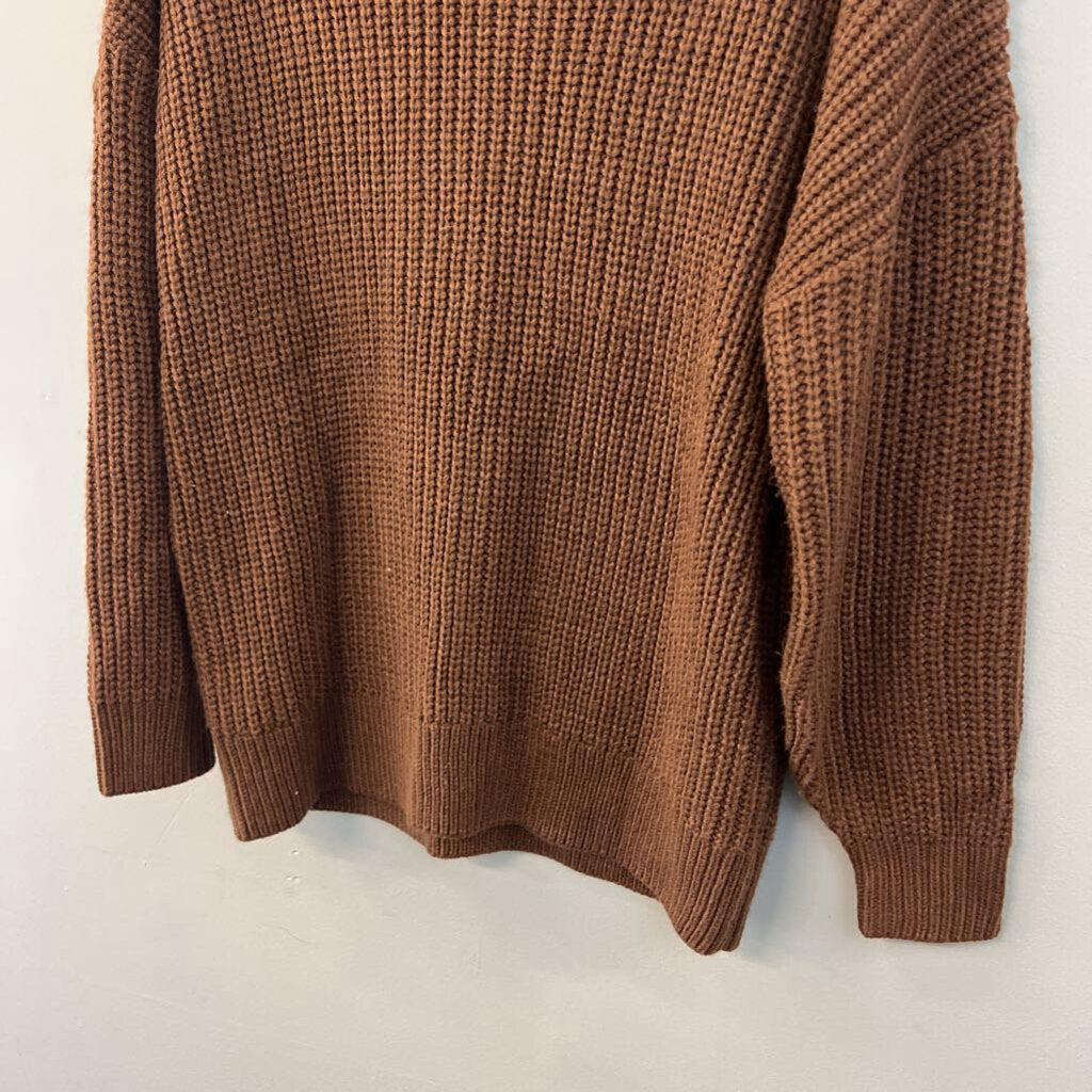 Brown Knit Turtleneck Sweater Top Medium