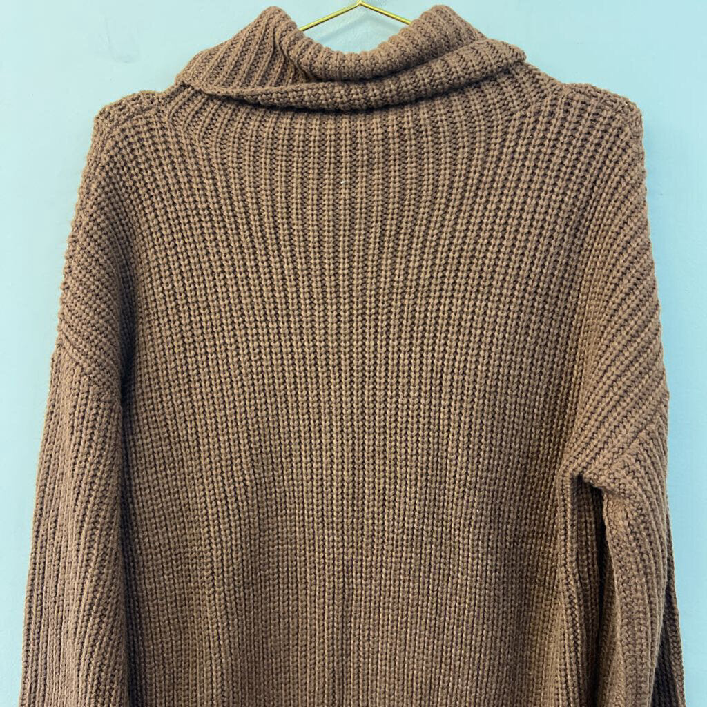 Brown Knit Turtleneck Sweater Top Medium