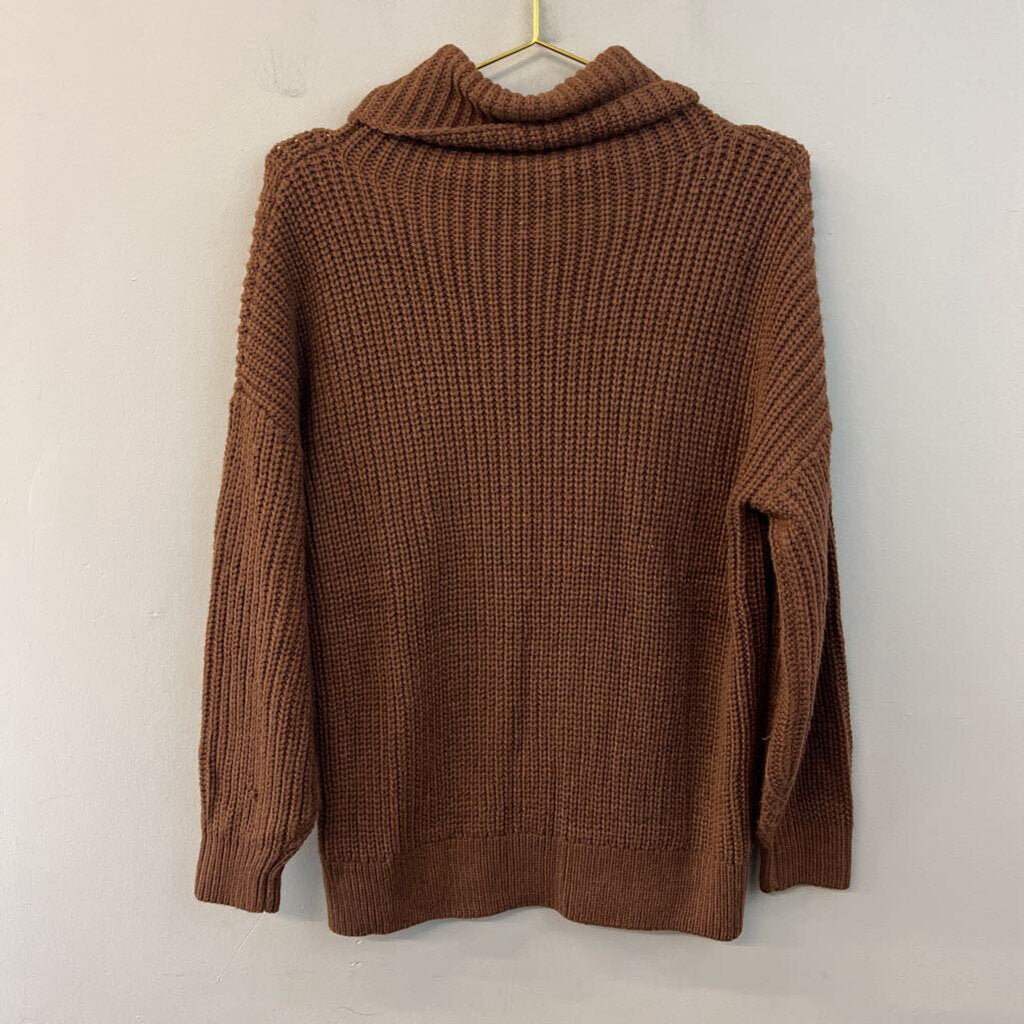 Brown Knit Turtleneck Sweater Top Medium