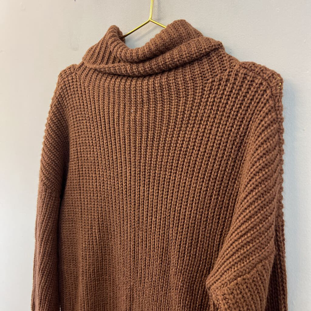 Brown Knit Turtleneck Sweater Top Medium