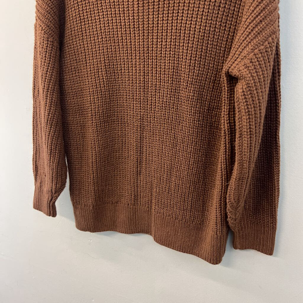 Brown Knit Turtleneck Sweater Top Medium