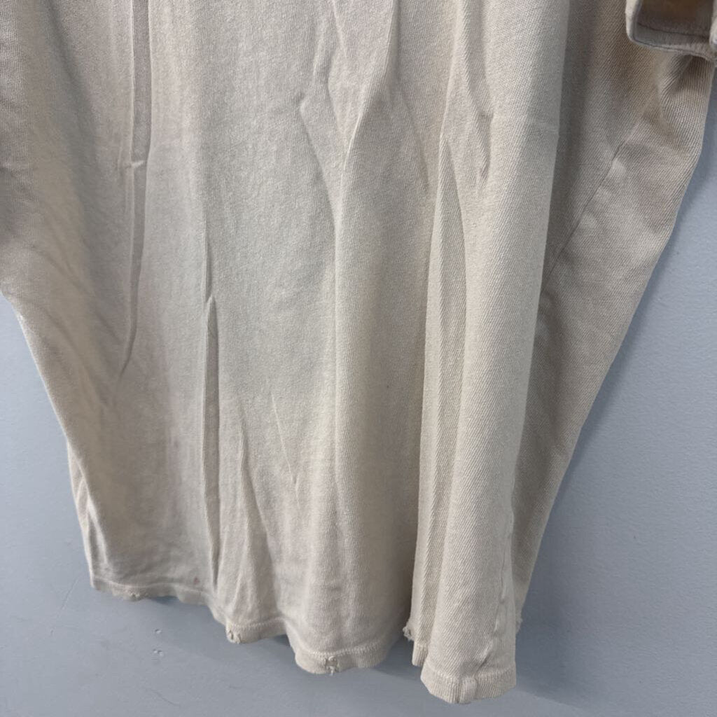 We The Free Beige Distressed Short Sleeve Top Medium