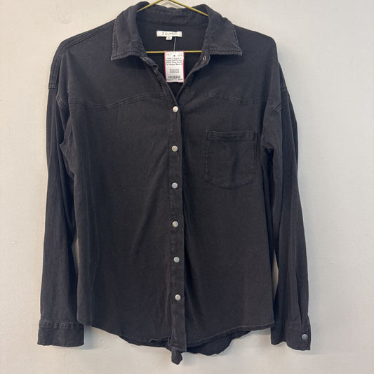 Z Supply Black Long Sleeve Snap Down Top Medium