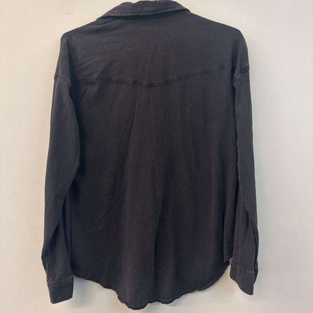 Z Supply Black Long Sleeve Snap Down Top Medium