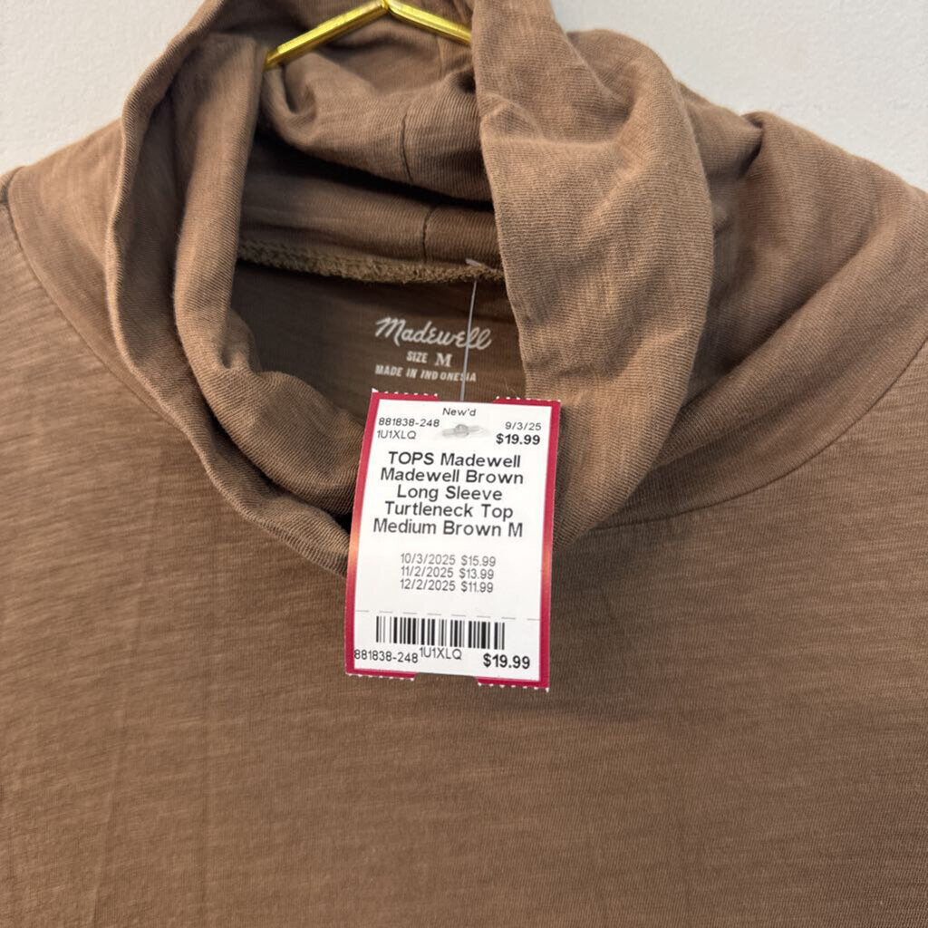 Madewell Brown Long Sleeve Turtleneck Top Medium