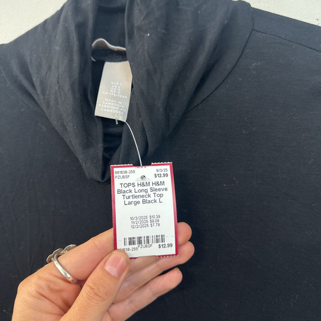 H&M Black Long Sleeve Turtleneck Top Large