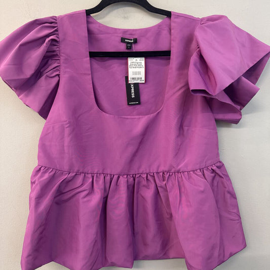 Express Purple Short Puff Sleeve Top Small