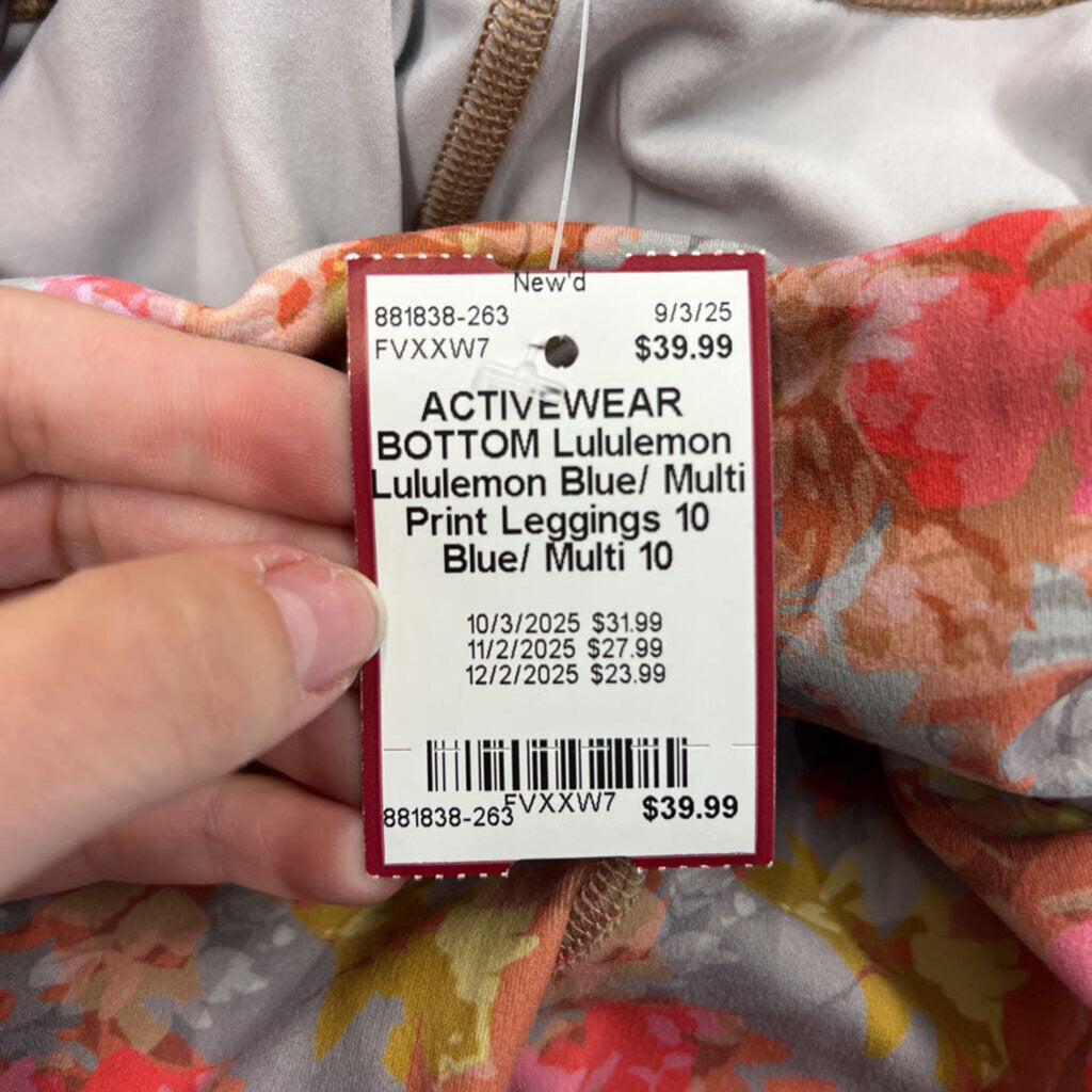 Lululemon Blue/ Multi Print Leggings 10