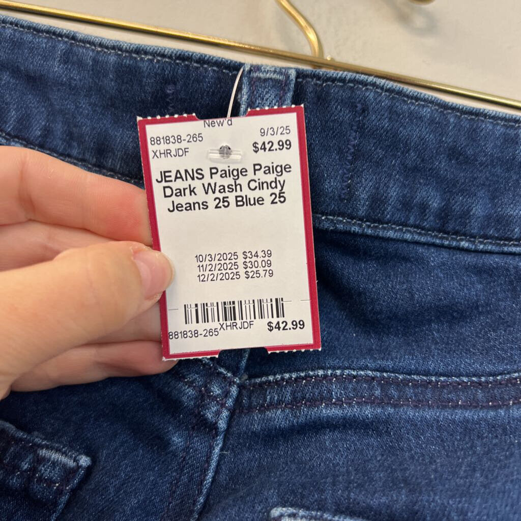 Paige Dark Wash Cindy Jeans 25
