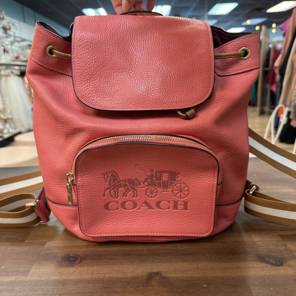 Coach Pink Pebbled Leather Jes Backpack with Horse Carriage