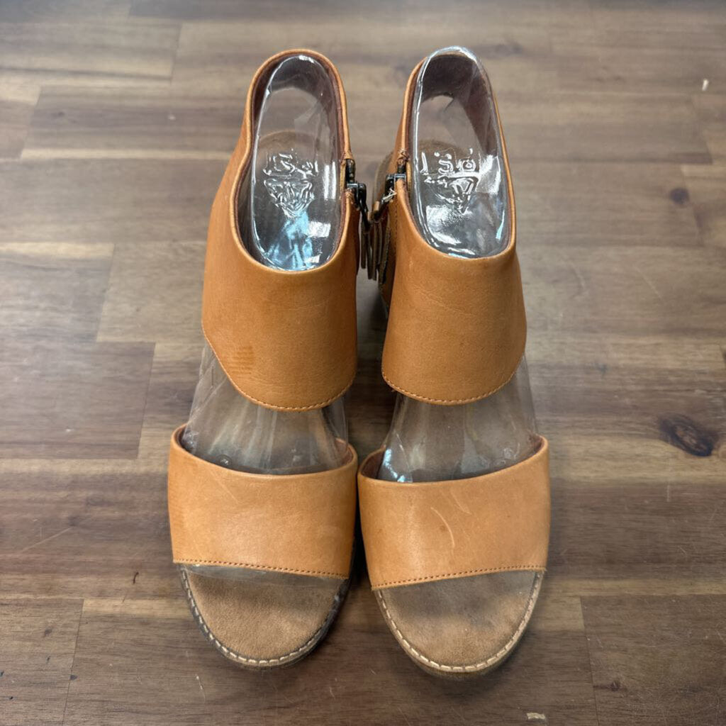 Toms Brown Leather Majorca Cutout Heeled Sandals 9