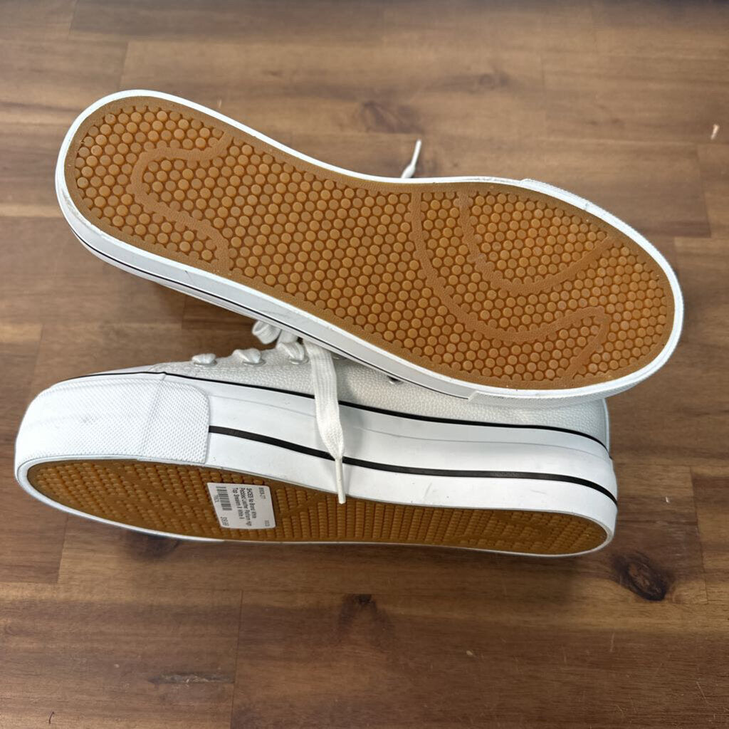 White Pebbled Leather Platform High Top Sneakers 8