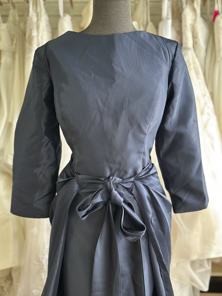 Long Sleeve Satin Dress With Detachable Train 14
