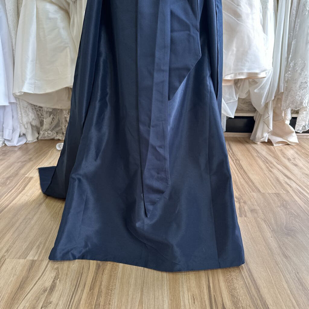 Long Sleeve Satin Dress With Detachable Train 14