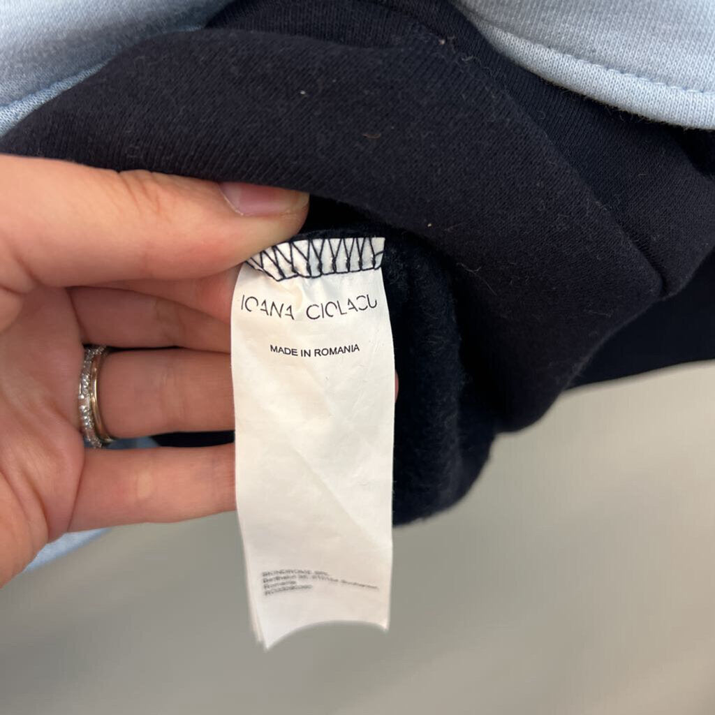 Ioana Ciolacu Beige/ Blue Ruffle Detail Sweatshirt Top Extra Large