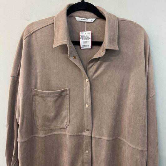 Summum Brown Suede Long Sleeve Button Down Dress 36