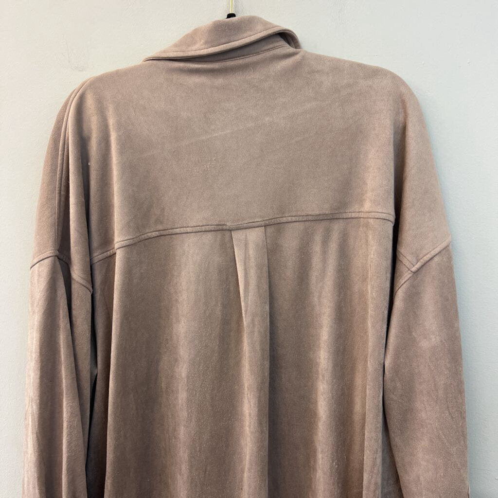 Summum Brown Suede Long Sleeve Button Down Dress 36